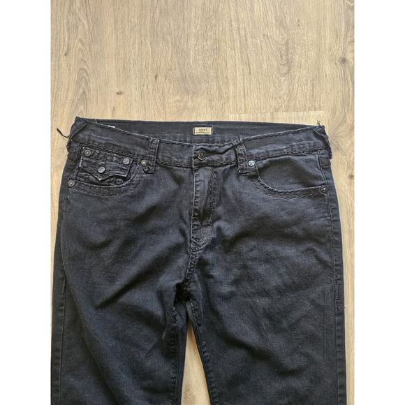 True Religion Ricky Jeans Size 38 Relaxed Straight Black Flap Pockets 38x32 - Picture 2 of 12